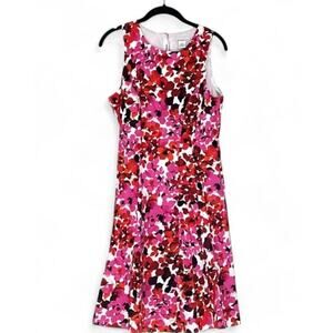 Liz Claiborne Dress Size 6 Fit & Flare Pink Red Floral Garden Girl Cottagecore